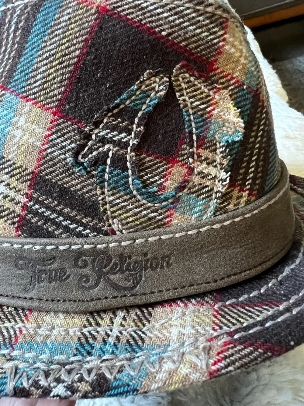 True Religion Multicolor Plaid Hat Fedora size L/XL
